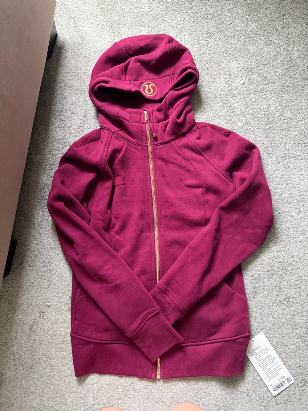 NWT lululemon Scuba Hoodie Size 10 in Deep Luxe/Gold